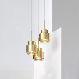 Lampada a sospensione in vetro postmoderno Lampada a cilindro dorato Luce di illuminazione brillante