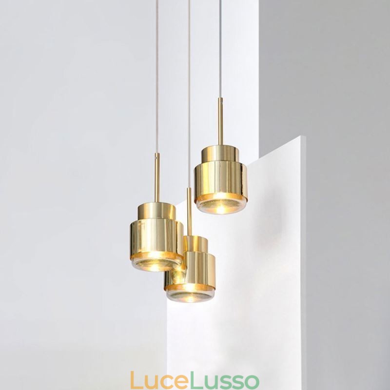 Lampada a sospensione in vetro postmoderno Lampada a cilindro dorato Luce di illuminazione brillante