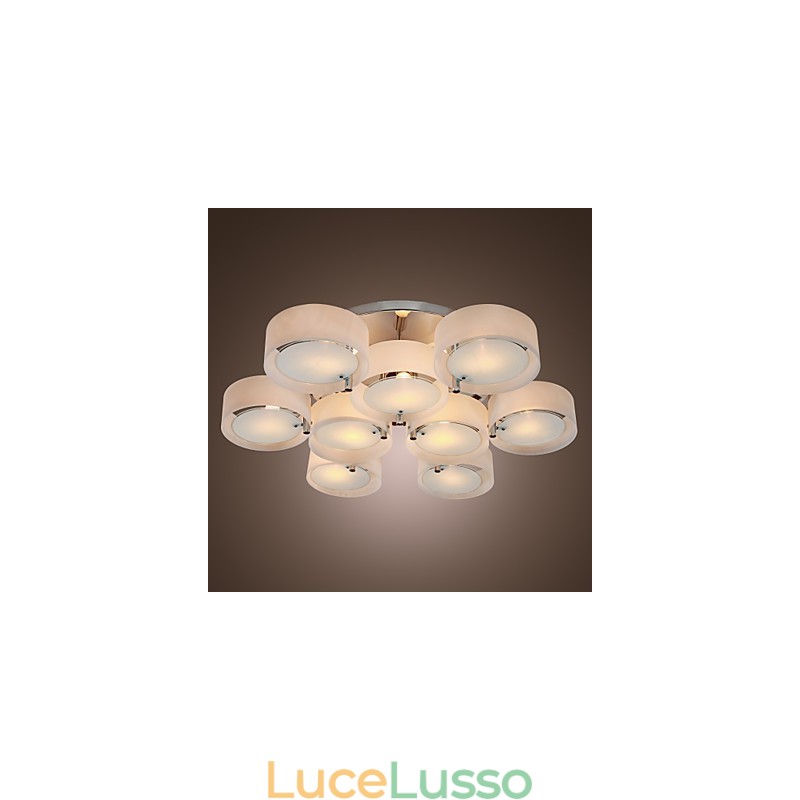 Lampadario moderno contemporaneo in metallo cromato a filo