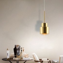 Lampada a sospensione in vetro postmoderno Lampada a cilindro dorato Luce di illuminazione brillante