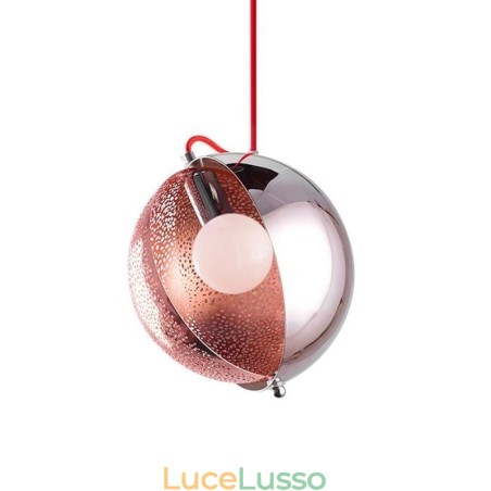 Lampada a sospensione moderna in oro rosa con paralume in vetro semicircolare, luce decorativa da caffè Lampada a sospensione moderna in oro rosa con paralume in vetro semicircolare, luce decorativa da caffè