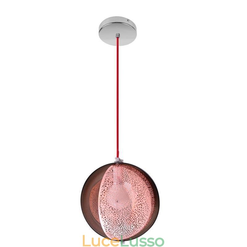 Lampada a sospensione moderna in oro rosa con paralume in vetro semicircolare, luce decorativa da caffè