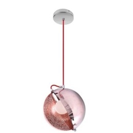Lampada a sospensione moderna in oro rosa con paralume in vetro semicircolare, luce decorativa da caffè