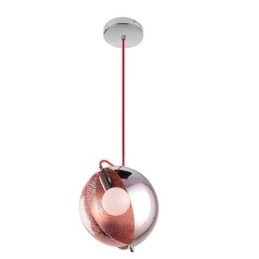 Lampada a sospensione moderna in oro rosa con paralume in vetro semicircolare, luce decorativa da caffè