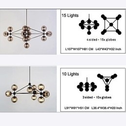 Lampadario 15 luci sfera di vetro luci retrò esterno garage metallo