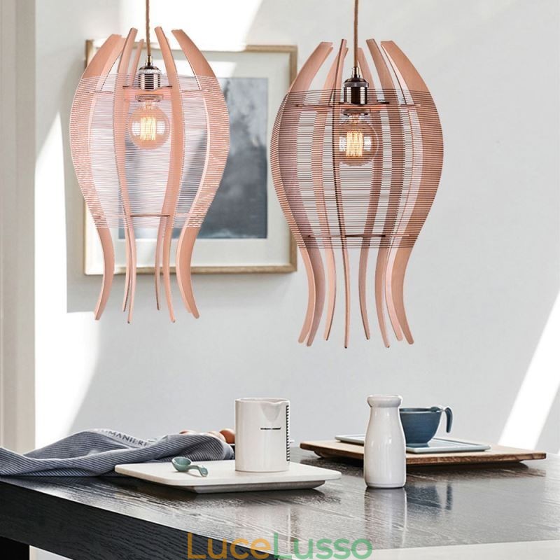 Lampada a sospensione fai da te a forma di pesce in legno nordico