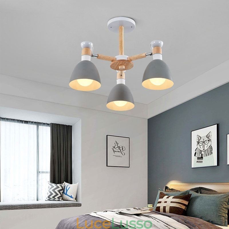 Lampada a sospensione in legno creativo con macaron nordico