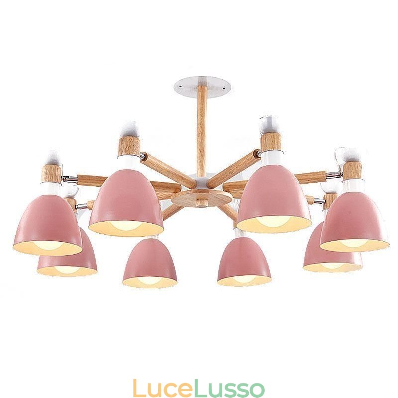 Lampada a sospensione in legno creativo con macaron nordico