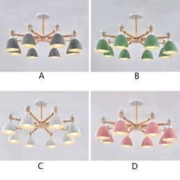 Lampada a sospensione in legno creativo con macaron nordico