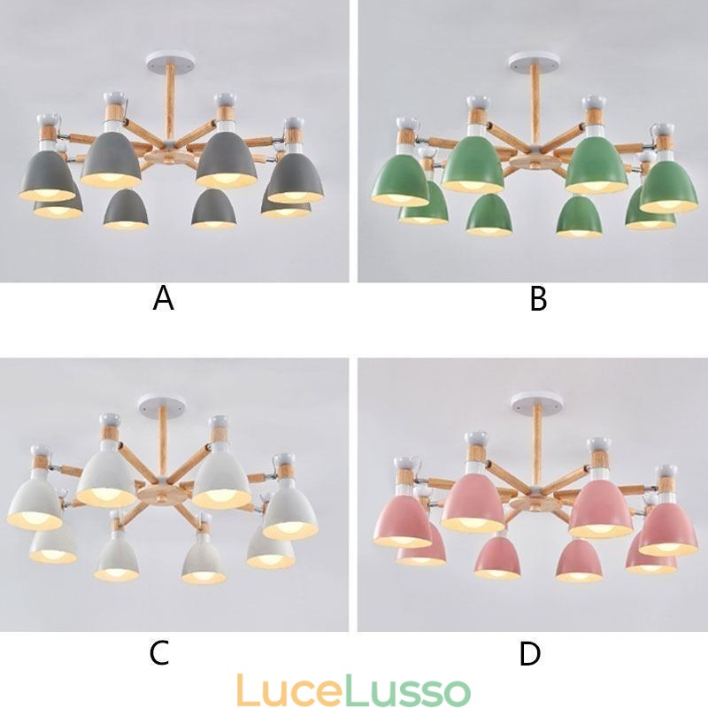 Lampada a sospensione in legno creativo con macaron nordico