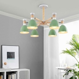 Lampada a sospensione in legno creativo con macaron nordico