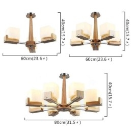 Lampadario con paralume in vetro e lampada a sospensione in legno nordico