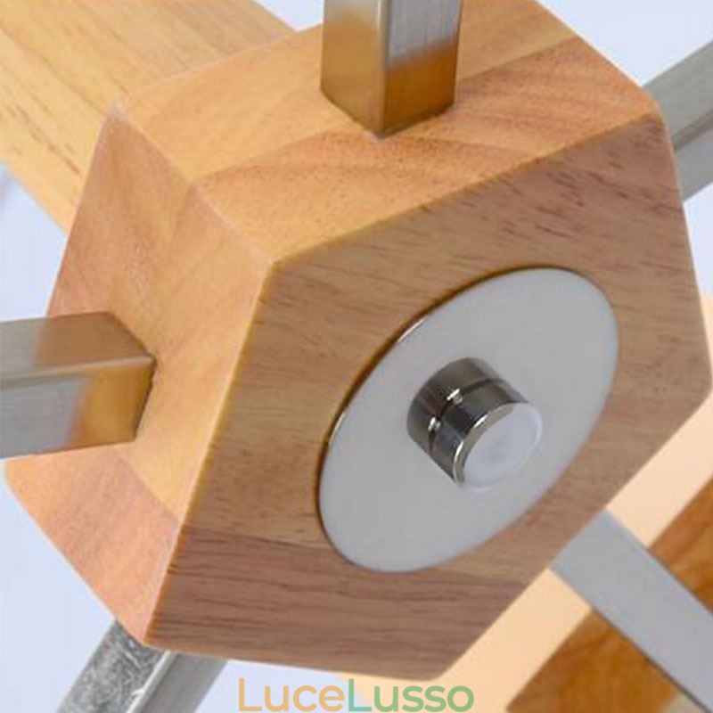 Lampadario con paralume in vetro e lampada a sospensione in legno nordico