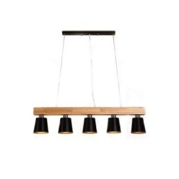Lampadario in legno nordico, lampada a sospensione dritta unica, stile caffetteria