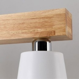 Lampadario in legno nordico, lampada a sospensione dritta unica, stile caffetteria