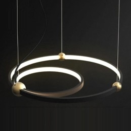 Lampada a sospensione Circle nera 2 anelli