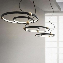 Lampada a sospensione Circle nera 2 anelli