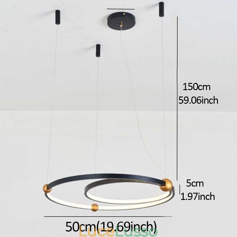 Lampada a sospensione Circle nera 2 anelli