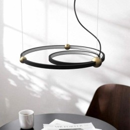 Lampada a sospensione Circle nera 2 anelli