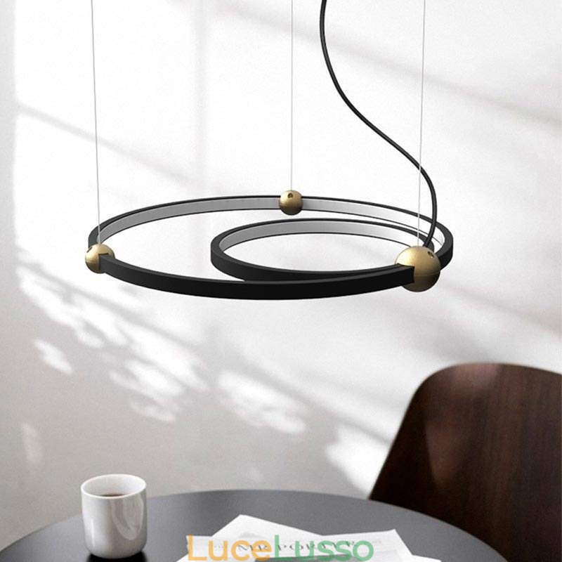 Lampada a sospensione Circle nera 2 anelli