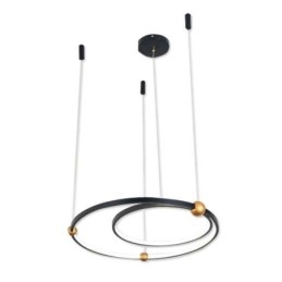 Lampada a sospensione Circle nera 2 anelli