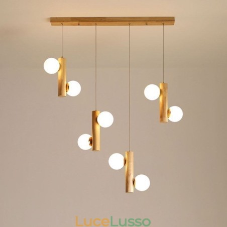 Lampada a sospensione in legno Magic Bean Cluster Lampada da soffitto Isola Lampada a sospensione in legno Magic Bean Cluster Lampada da soffitto Isola