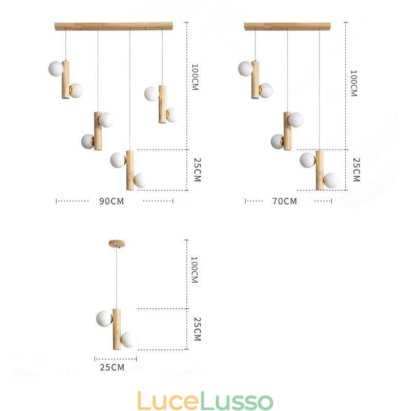 Lampada a sospensione in legno Magic Bean Cluster Lampada da soffitto Isola