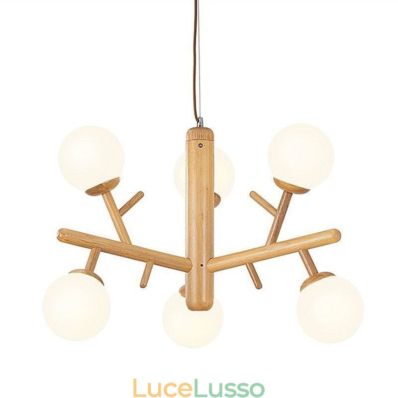 Lampada a sospensione in legno creativa nordica