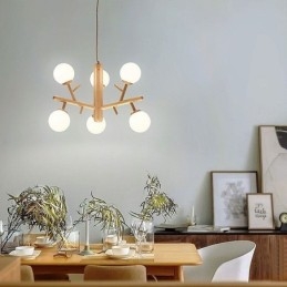 Lampada a sospensione in legno creativa nordica