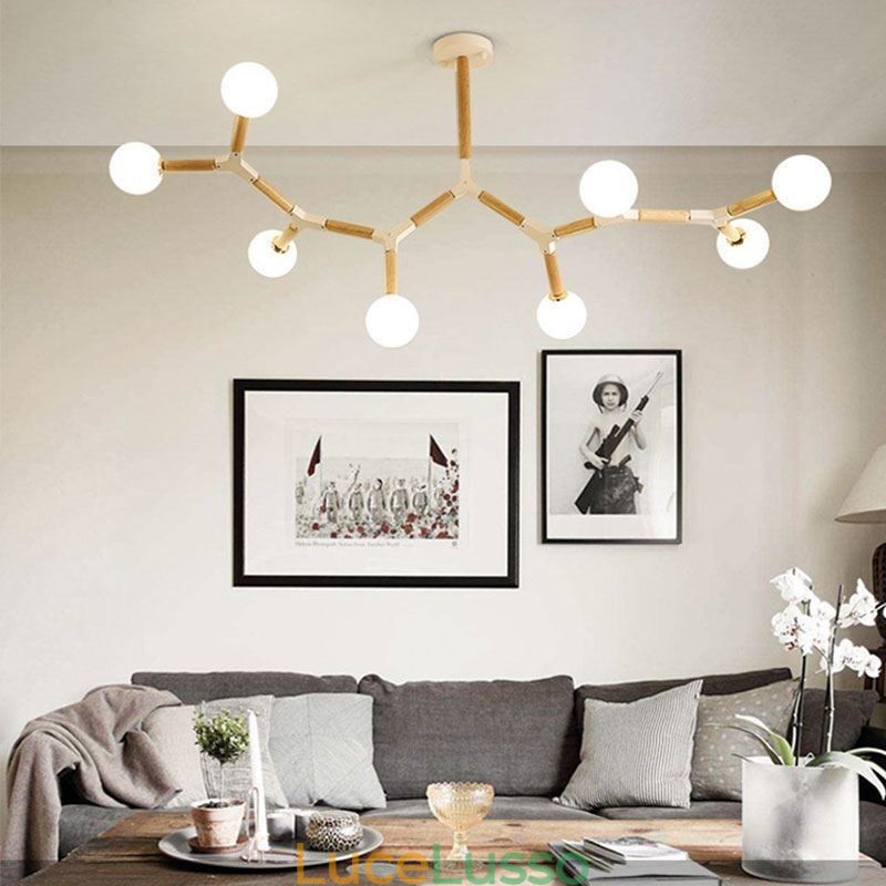 Lampada a sospensione Nordic Magic Bean Illuminazione creativa in legno