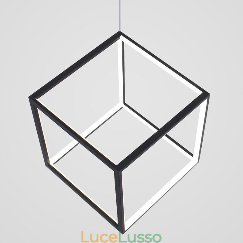 Lampada a sospensione nera Cubo geometrico Illuminazione