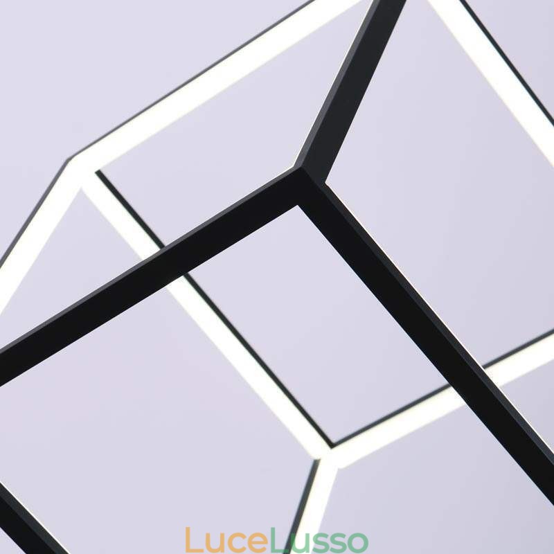 Lampada a sospensione nera Cubo geometrico Illuminazione