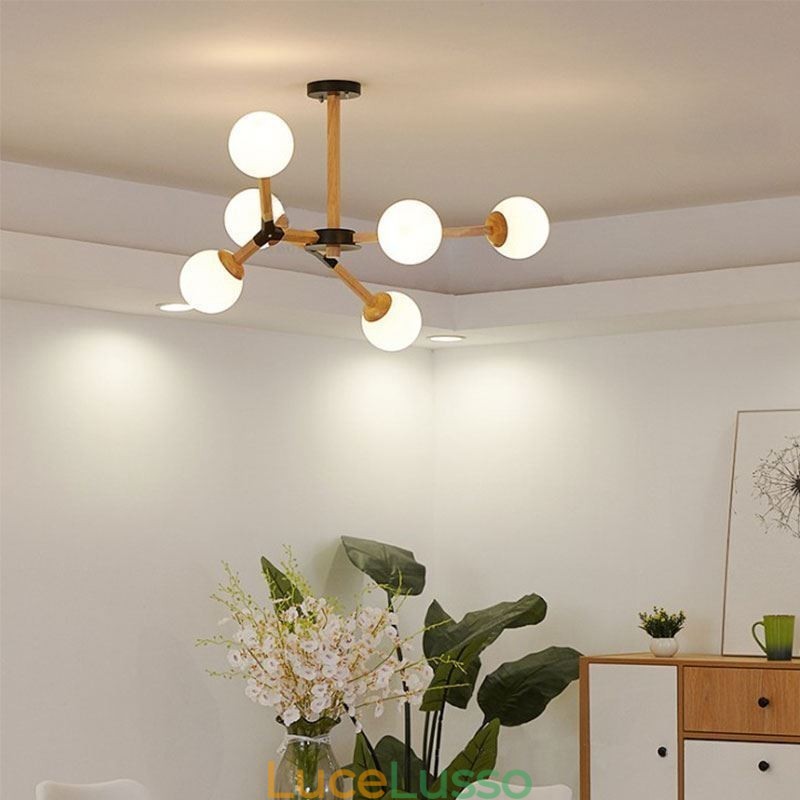 Lampada a sospensione Nordic Magic Bean Lampada creativa in legno