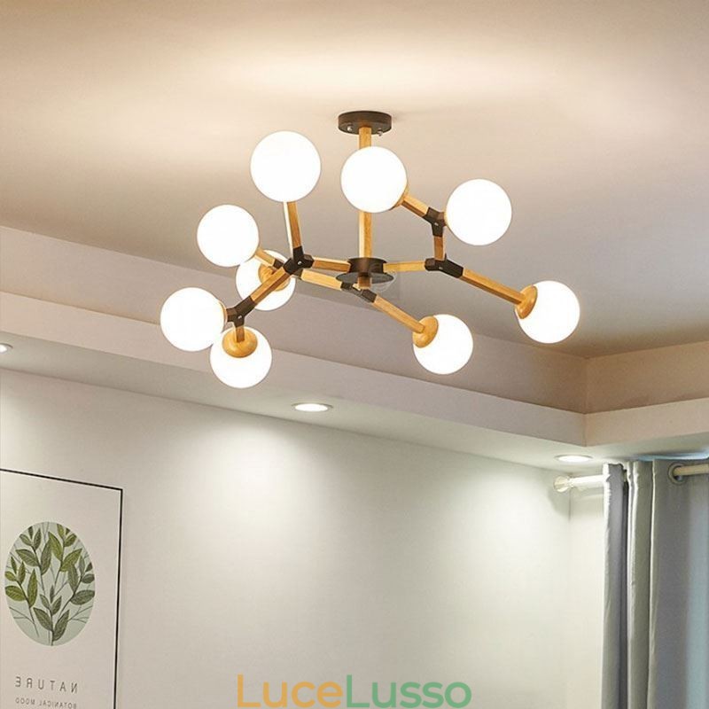 Lampada a sospensione Nordic Magic Bean Lampada creativa in legno