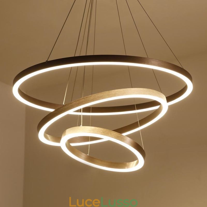 Lampada a sospensione Disegno Artigianato 3 Anelli Lampada 80+60+40cm