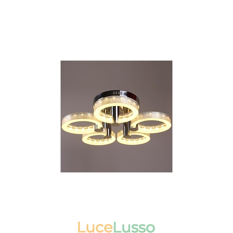Lampadario in acrilico con 5 luci (finitura cromata)