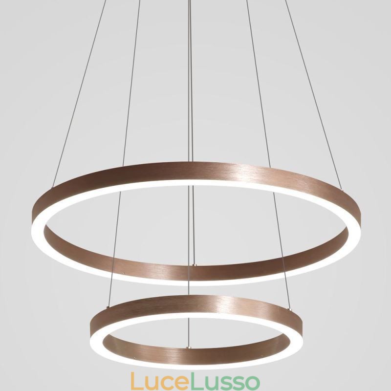 Lampada a sospensione Disegno Artigianato 2 Anelli Lampada 60+40cm
