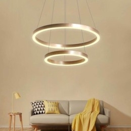 Lampada a sospensione Disegno Artigianato 2 Anelli Lampada 60+40cm