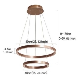 Lampada a sospensione Disegno Artigianato 2 Anelli Lampada 60+40cm