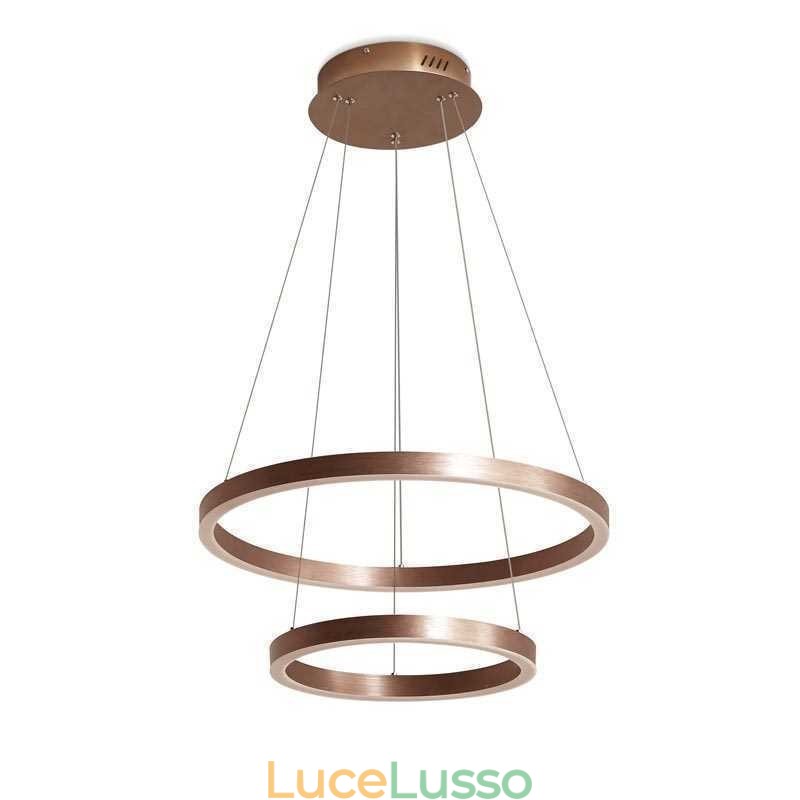 Lampada a sospensione Disegno Artigianato 2 Anelli Lampada 60+40cm