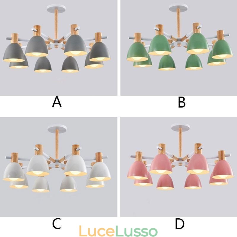 Moderna semplice lampada a sospensione Macaron illuminazione creativa in legno