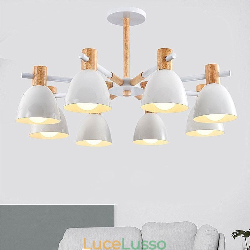 Moderna semplice lampada a sospensione Macaron illuminazione creativa in legno