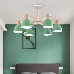 Moderna semplice lampada a sospensione Macaron illuminazione creativa in legno