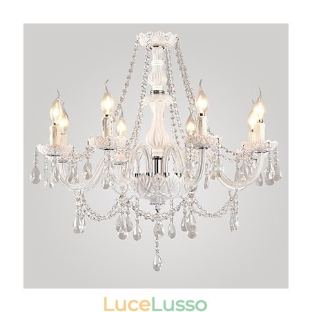 Lampadario Cristallo Bianco Moderno Soggiorno 8 Luci Lampadario Cristallo Bianco Moderno Soggiorno 8 Luci