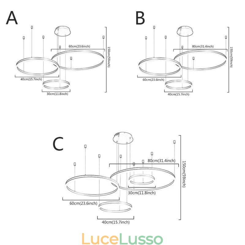 Lampada a sospensione postmoderna Lampada a sospensione a forma di anello in acrilico