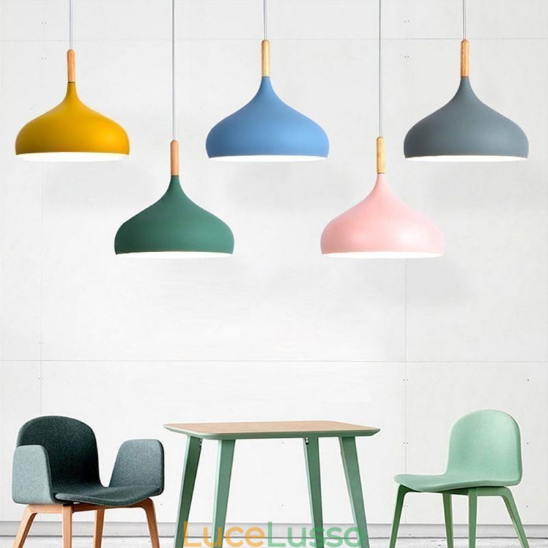 Lampada a sospensione moderna in alluminio Macaron Lampada regolabile per la casa