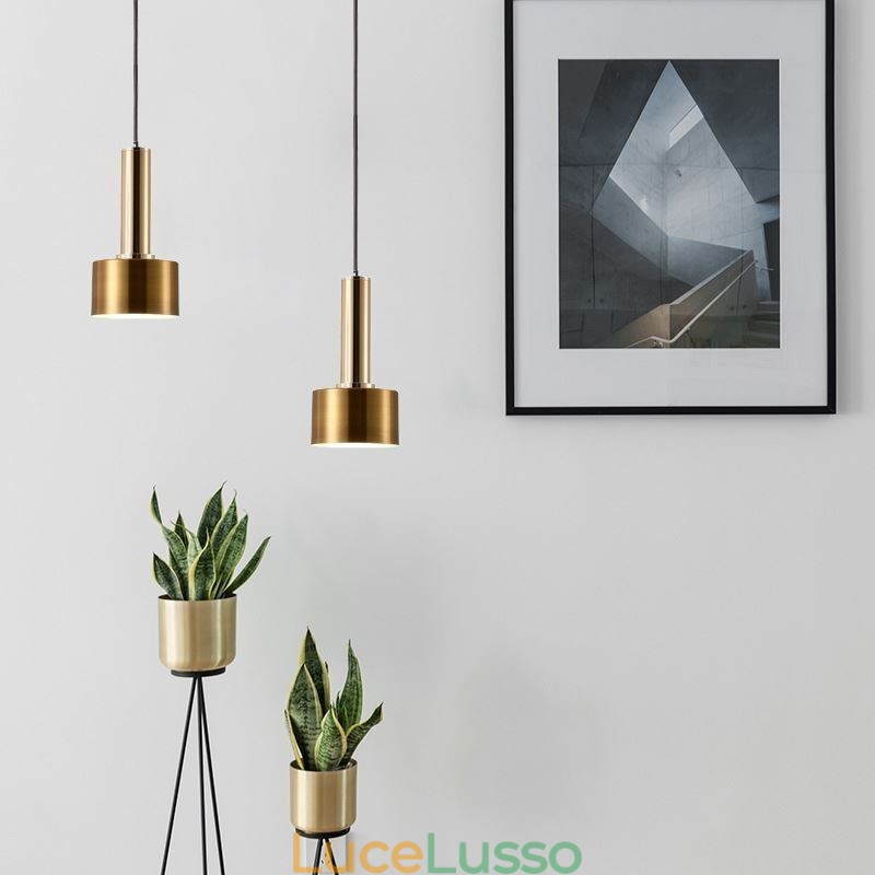 Lampada a sospensione moderna e semplice a forma di cilindro, in alluminio, illuminazione