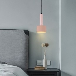 Lampada a sospensione moderna e semplice a forma di cilindro, in alluminio, illuminazione