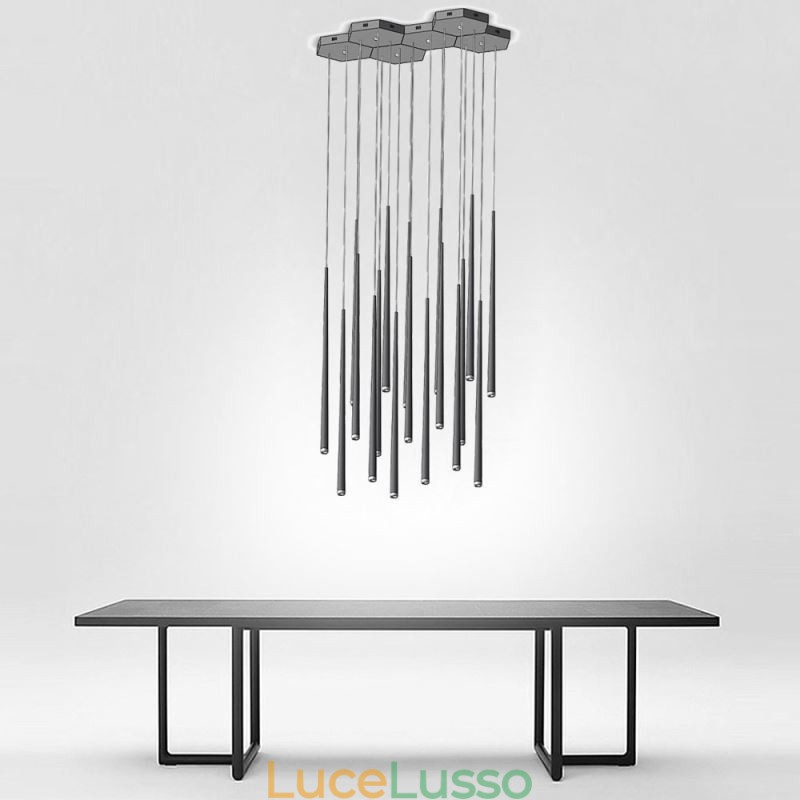 Lampada a sospensione moderna e semplice a forma di cilindro, illuminazione a pioggia di meteoriti