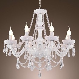 Lampadario Cristallo Bianco Moderno Soggiorno 8 Luci
